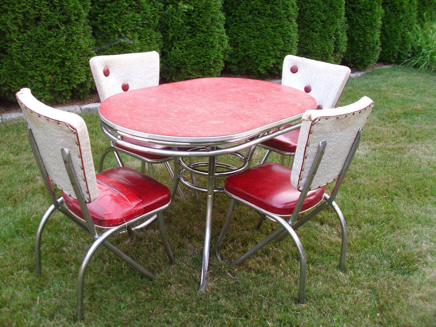 retro metal kitchen table chair