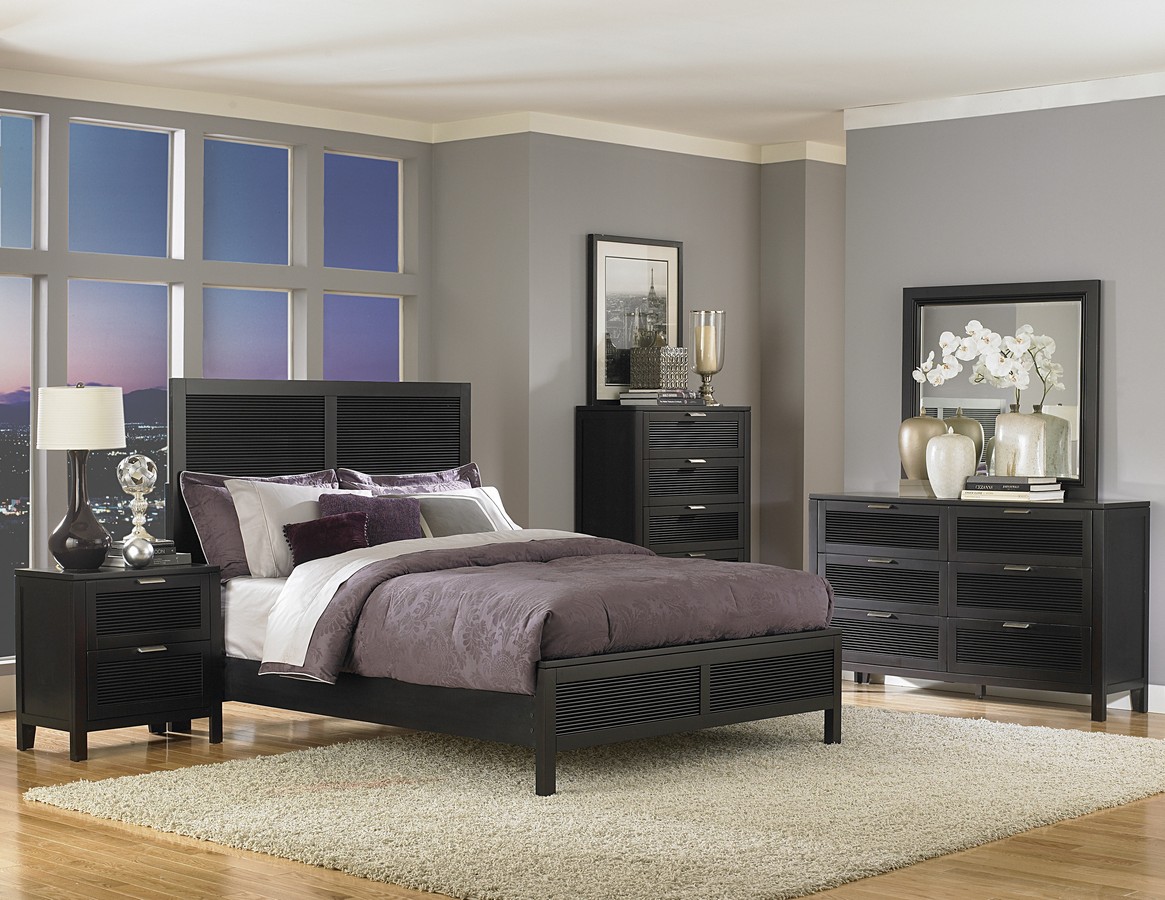 bedroom furniture set black glass