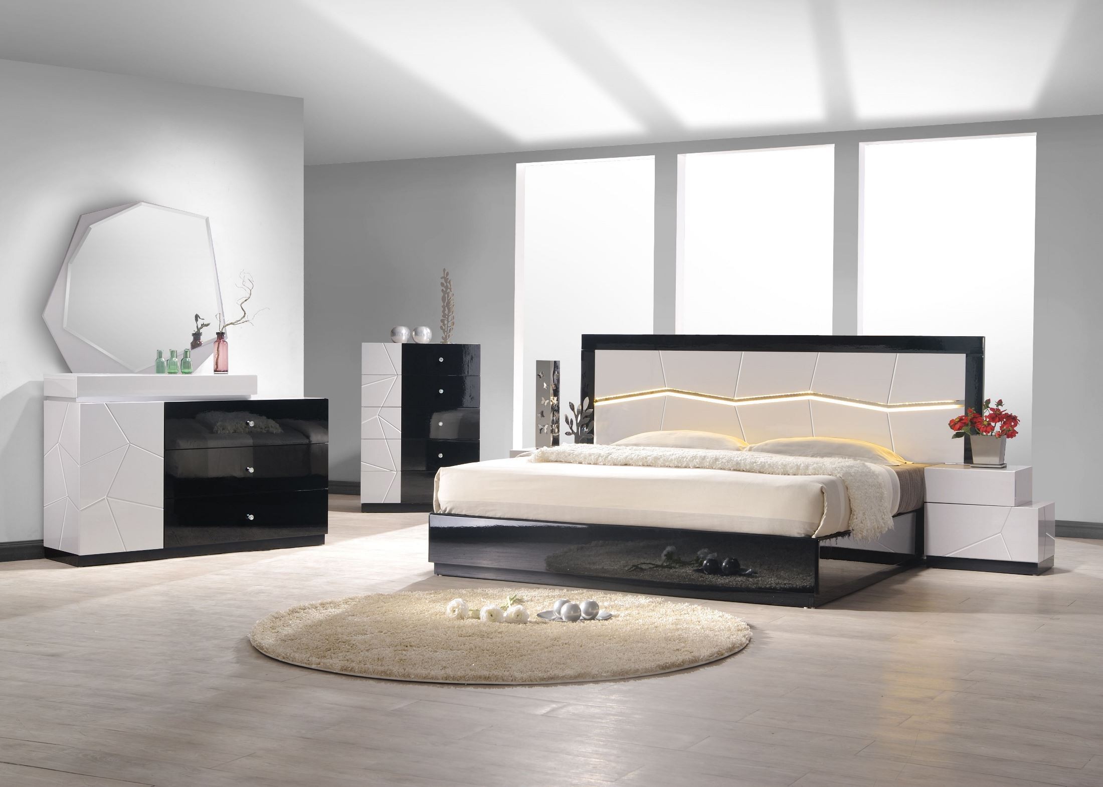 Black lacquer bedroom set