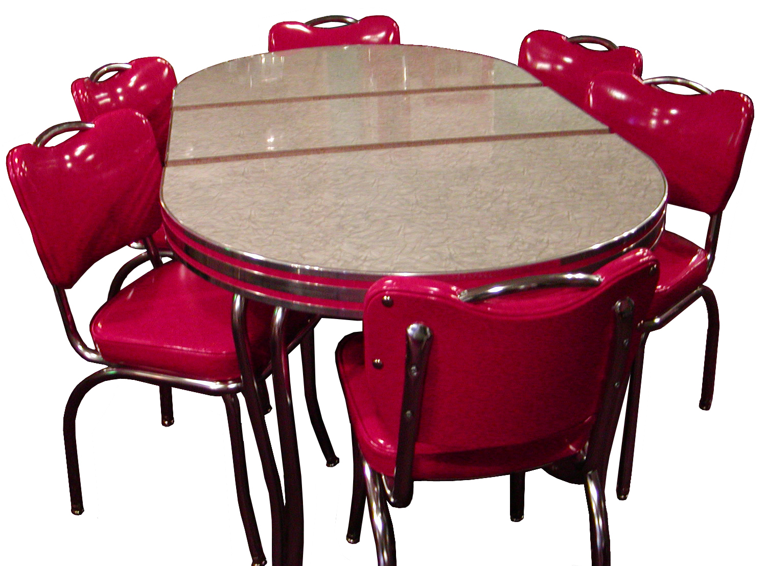 red retro kitchen table and chair