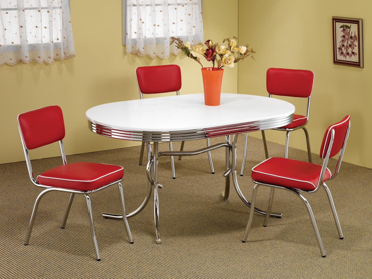 Red retro kitchen table chairs - When Red Become A Decoration Challenge ...