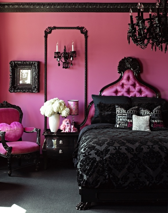 black & pink bedroom designs photo - 4