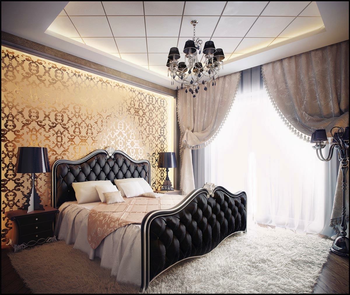 black and gold bedroom design photo - 1