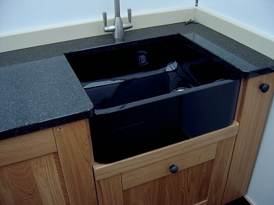 black granite belfast sink photo - 1