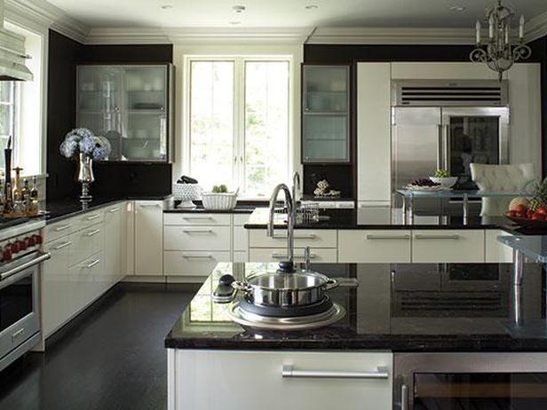 kitchen white cabinets dark countertops photo - 2