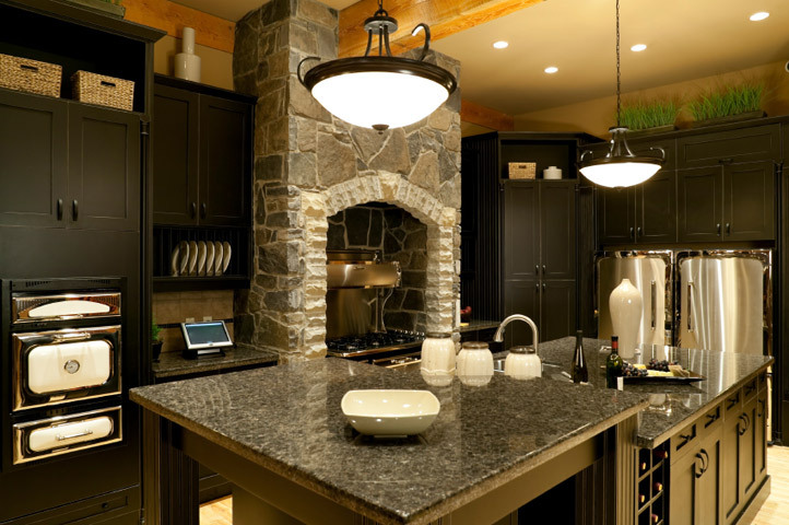 kitchen white cabinets dark countertops photo - 4