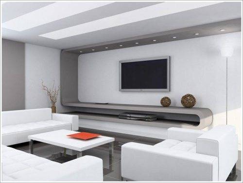 living room lcd tv wall unit design ideas photo - 1