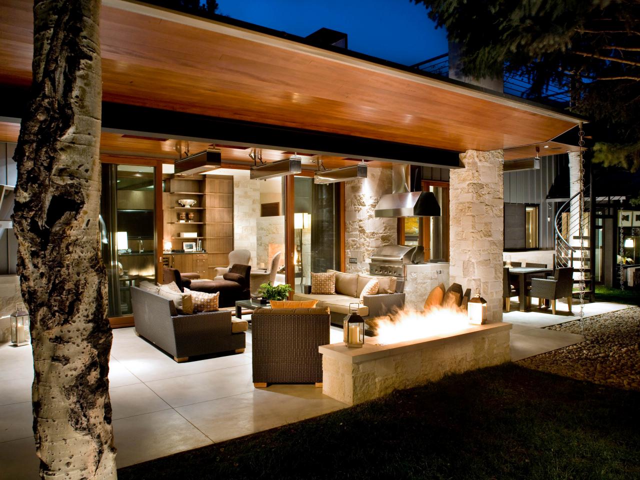 outdoor kitchen lighting design photo - 6