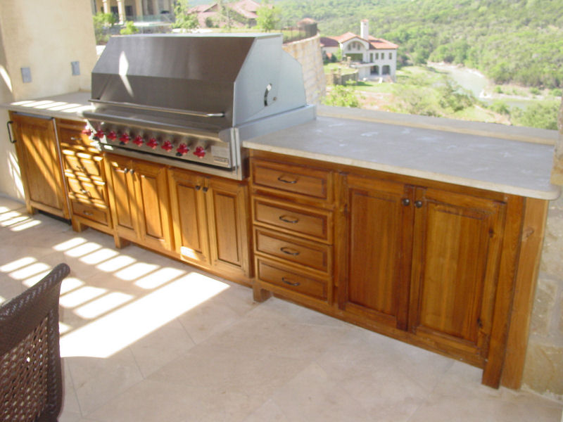 outdoor kitchen wood cabinets photo - 1