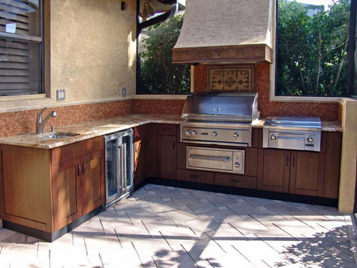 outdoor kitchen wood cabinets photo - 2