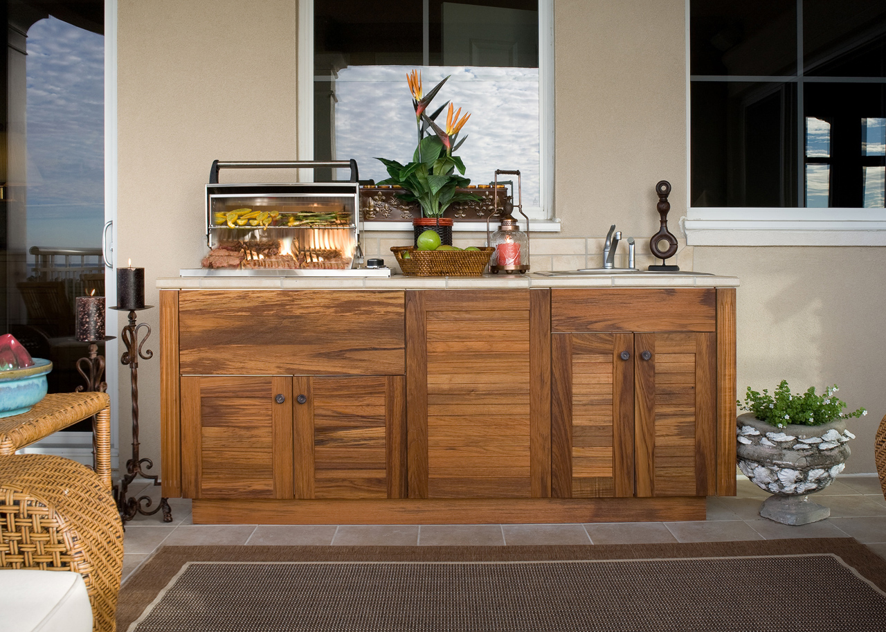 outdoor kitchen wood cabinets photo - 4