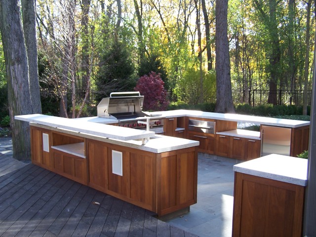 outdoor kitchen wood cabinets photo - 5