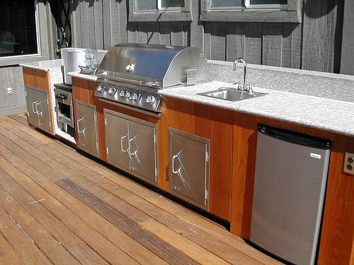 outdoor kitchen wood cabinets photo - 6