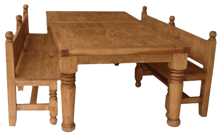 rustic dining set with bench photo - 5