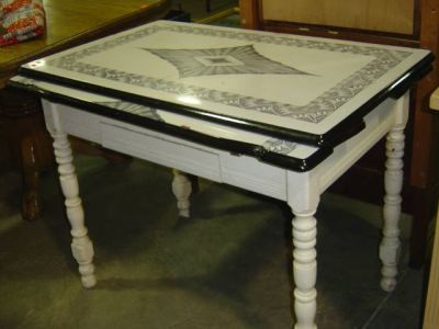 vintage kitchen table with enamel top photo - 1