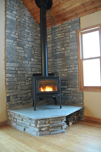 wood stove wall design ideas photo - 2