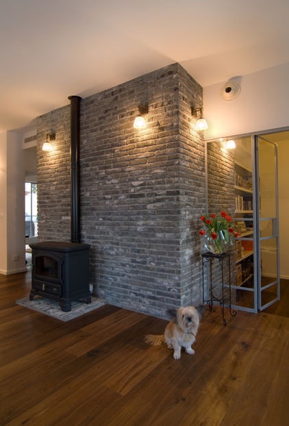 wood stove wall design ideas photo - 6